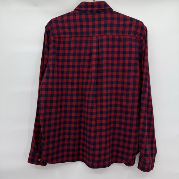 Eddie Bauer XL Buffalo Plaid Flannel Shirt Red Blue 100% Cotton Button Down - Picture 2 of 8